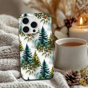 Watercolor Pine Pattern Elegant Winter  iPhone 15 Pro Case