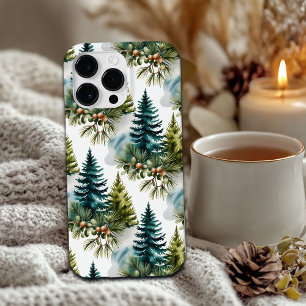 Watercolor Pine Pattern Elegant Winter Case-Mate iPhone 14 Pro Max Case