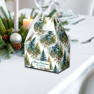 Watercolor Pine Pattern Elegant Winter  Favour Box