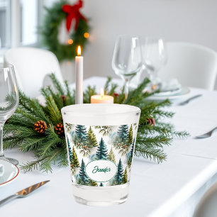 Watercolor Pine Pattern Elegant Winter Shot Glass