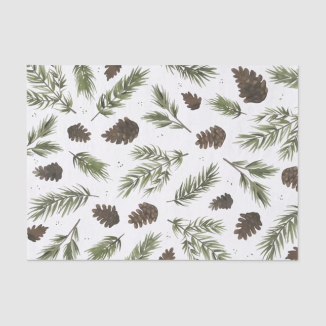 Watercolor Pine Sprigs, tissue paper (Front)