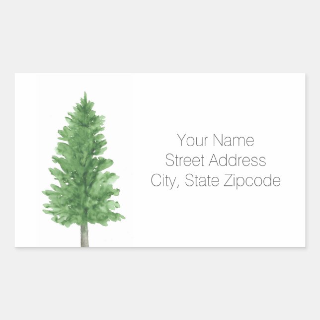 Watercolor Pine Tree 2 Address Labels (Front)