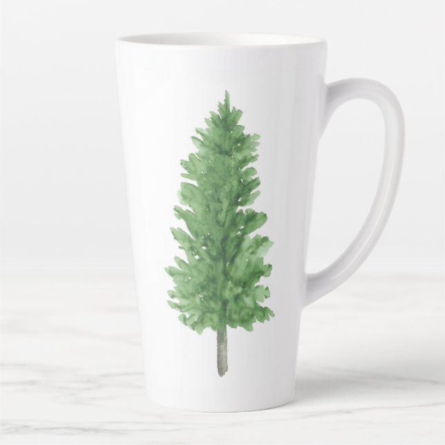 Watercolor Pine Tree 2   Latte Mug (Right)