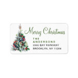 Watercolor Pine Tree Chic Christmas Return Address Label<br><div class="desc">Watercolor Pine Tree Chic Christmas Return Address label.
Personalise your holiday  return address label with  this red watercolor holly berries wreath and your photo.</div>