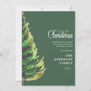 Watercolor Pine Tree Christmas Greeting Holiday Card
