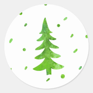 Watercolor Pine Tree Classic Round Sticker