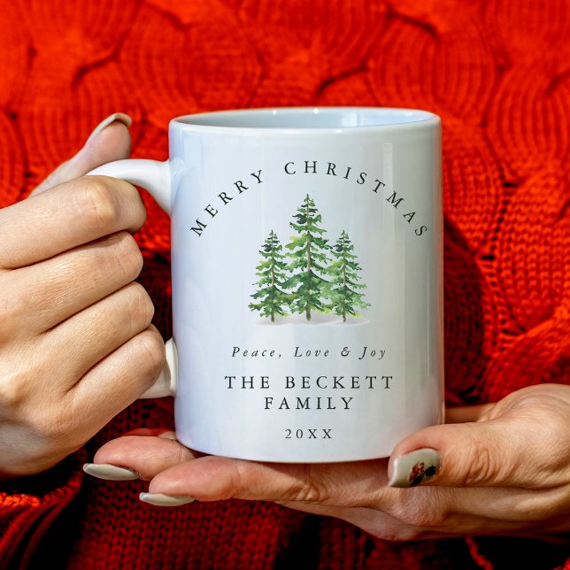 Watercolor Pine Tree Forest Christmas Coffee Mug (Creator Uploaded)