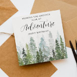 Watercolor Pine Tree Forest Happy Birthday Card<br><div class="desc">This super trendy card is the perfect way to wish that someone special a happy birthday. The design features watercolor pine trees with trendy typography wording which is easy to personalise. The back of the card is blank for you to hand write a personal message or you can add more...</div>