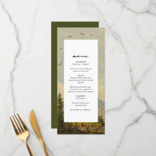 Watercolor Pine Tree Forest Mountains Wedding Menu
