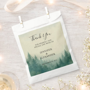 Watercolor pine tree forest Thank You wedding Favour Bags