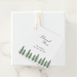 Watercolor Pine Tree Forest Wedding Favour Tags