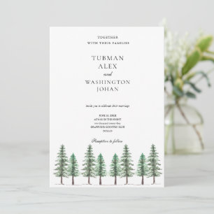 Watercolor Pine Tree Forest Wedding Invitation