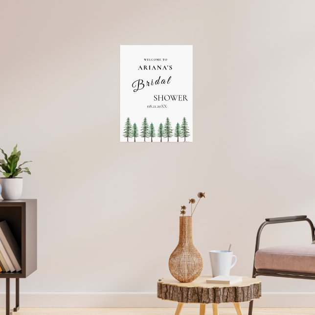 Watercolor Pine Tree Forest wedding Poster (Living Room 3)