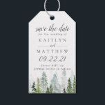 Watercolor Pine Tree Forest Wedding Save The Date  Gift Tags<br><div class="desc">Celebrate in style with these stylish and very trendy wedding save the date tags. This design is easy to personalise with your special event wording and your guests will be thrilled when they receive these fabulous tags.</div>