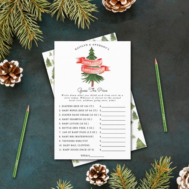 Watercolor Pine Tree Merry Little Baby Shower Game (Creator Uploaded)