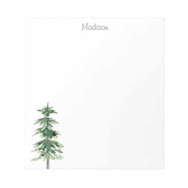 Watercolor Pine Tree Notepad (Front)