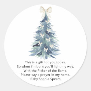 Watercolor pine tree - Prayers for baby Classic Round Sticker