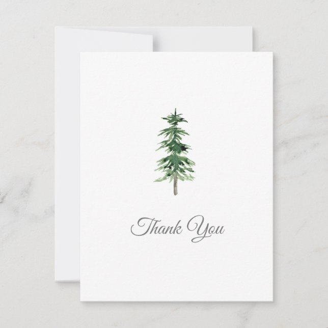 Watercolor Pine Tree Thank You Card (Front)
