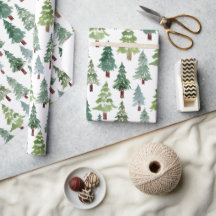  Watercolor Pine Tree Winter Forest Pattern 