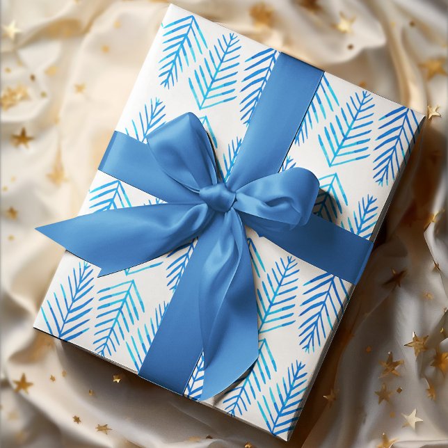 Watercolor Pine trees - blue Wrapping Paper Sheet (Creator Uploaded)