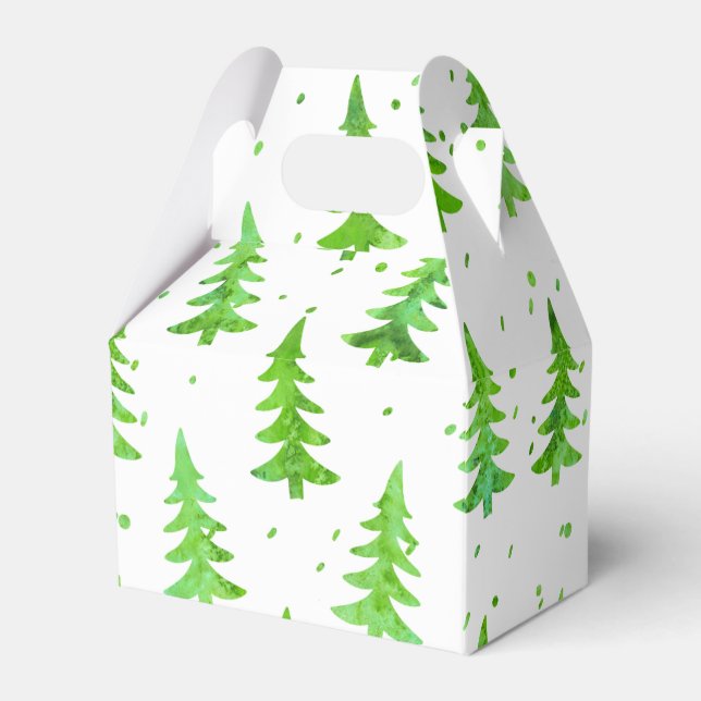 Watercolor Pine Trees Favour Box (Front Side)