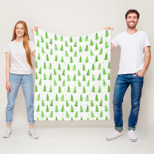 Watercolor Pine Trees Fleece Blanket