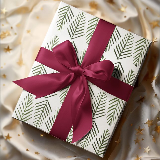 Watercolor Pine trees - sap green Wrapping Paper Sheet (Creator Uploaded)