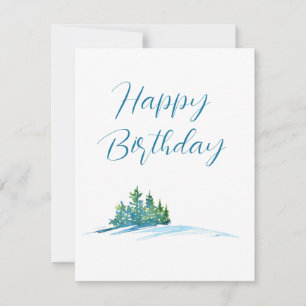 Watercolor Pine Trees Snowscape Card