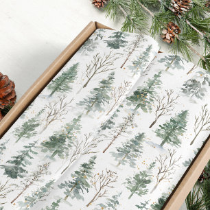 Watercolor Pine Trees Winter Christmas  Tissue Paper