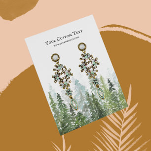 Watercolor Pine Woods Earring Jewellery Display Business Card