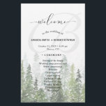 Watercolor Pine Woods Forest Wedding Program<br><div class="desc">Beautiful Pine Woods Forest Wedding program paper sheet design featuring a watercolor pine woods/forest and a big "welcome" in an elegant script as well as your monogram and the wedding program details for you to personalise.</div>