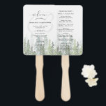 Watercolor Pine Woods Forest Wedding Program Hand Fan<br><div class="desc">Beautiful Pine Woods Forest Wedding program hand fan design featuring a Nature beauty,  peaceful pine woods/forest in watercolor and a big "welcome" in an elegant script as well as your monogram and the wedding program details for you to personalise.</div>