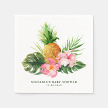Watercolor Pineapple and Hibiscus Baby Shower