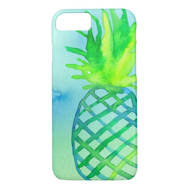 Watercolor Pineapple Chartreuse Blue Case-Mate iPhone Case (Back)