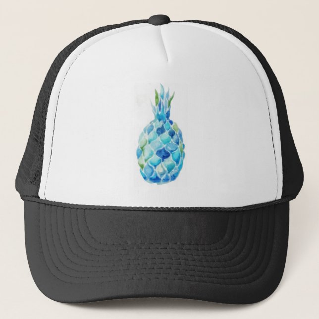 Watercolor Pineapple Design Shirt Trucker Hat (Front)