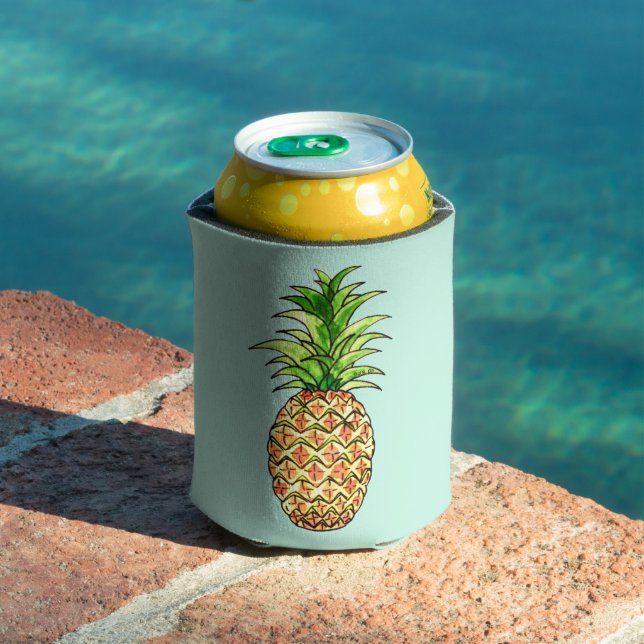 watercolor pineapple drawing can cooler (In Situ Pool)