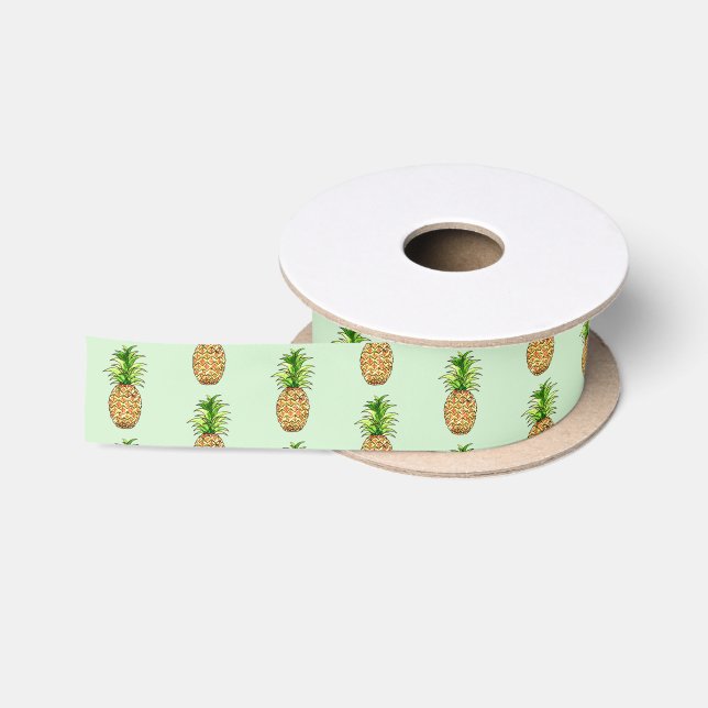 watercolor pineapple drawing satin ribbon (Spool)