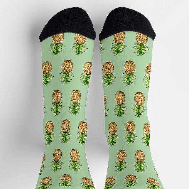 watercolor pineapple drawing socks (Top)