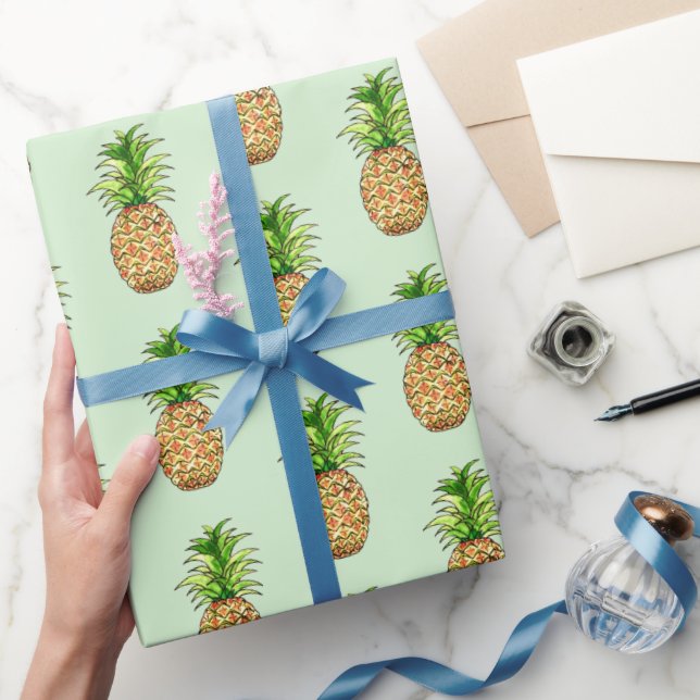 watercolor pineapple drawing wrapping paper (Gifting)