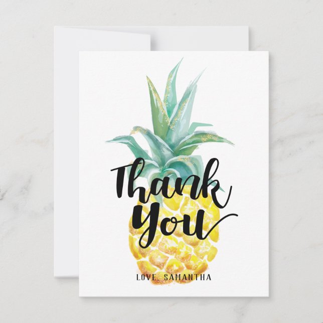 Watercolor Pineapple Flat Thank You (Front)