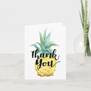 Watercolor Pineapple Folded Thank You Note Card