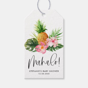 Watercolor Pineapple Mahalo Baby Shower Gift Tags