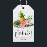 Watercolor Pineapple Mahalo Bridal Shower Gift Tags<br><div class="desc">Say thank you in tropical style with these customisable bridal shower thank you tags featuring “Mahalo” in modern calligraphy, a watercolor pineapple, pink hibiscus, and lush tropical greenery. Personalise with the bride’s name, date, or a short message to create a unique and memorable touch for your guests. Perfect for tropical...</div>