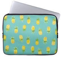 Watercolor Pineapple Pattern 13" Laptop Sleeve