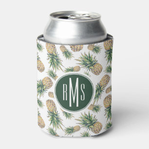 Watercolor Pineapple Pattern Can Cooler