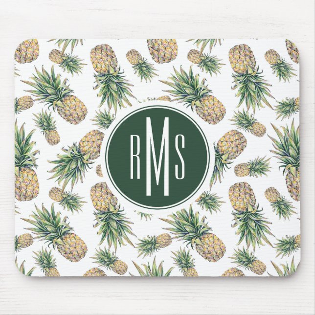 Watercolor Pineapple Pattern Mouse Pad (Front)