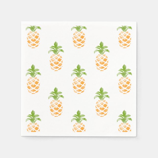 Watercolor Pineapple Pattern Napkin (Front)