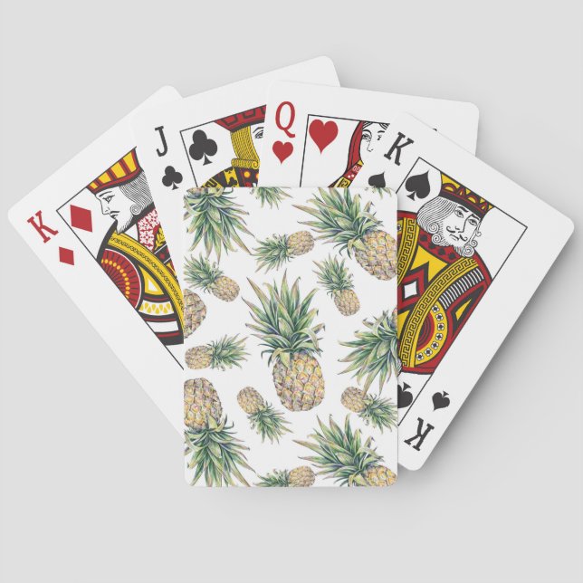 Watercolor Pineapple Pattern Playing Cards (Back)