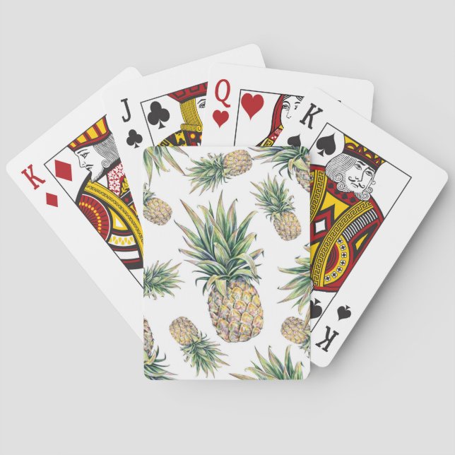 Watercolor Pineapple Pattern Playing Cards (Back)