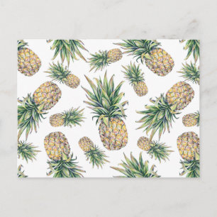 Watercolor Pineapple Pattern Postcard